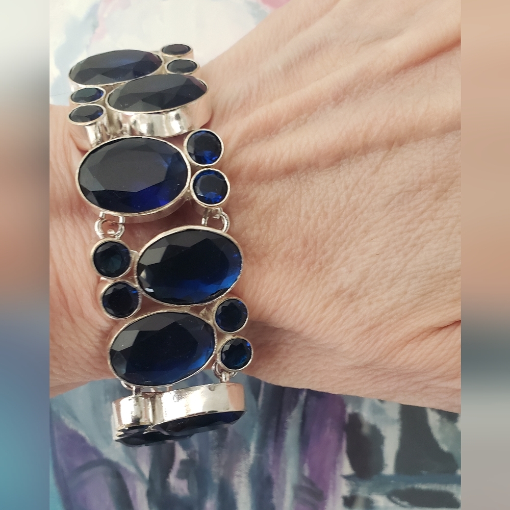 Sapphire & Sterling Bracelet-New, Huge Gemstones, Handmade by Artisans-Knockout! - Picture 11 of 16